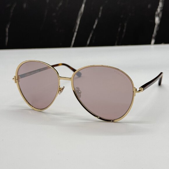 NEW TOM FORD TF1028 32Z WOMEN AVIATOR GOLD PINK SUNGLASSES TOM FORD RIO FT1028/S - Picture 4 of 12
